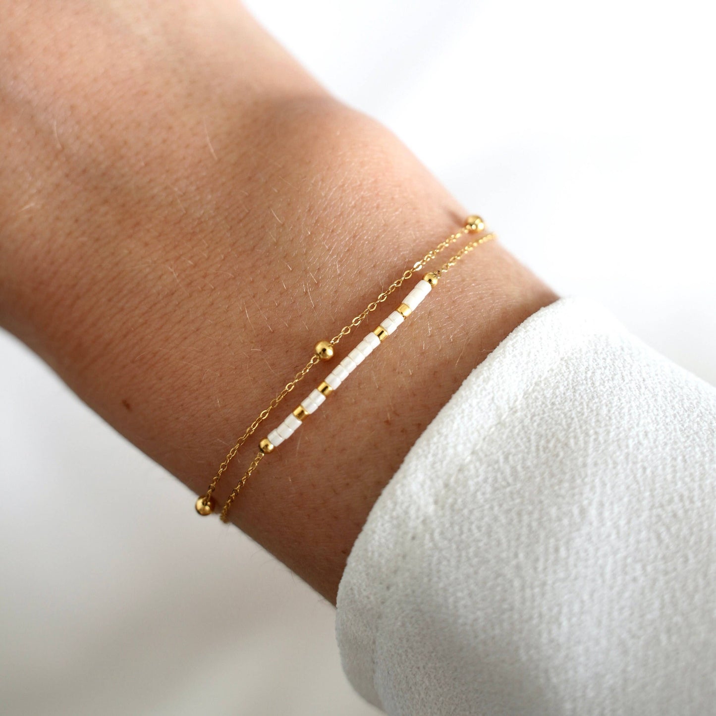 Japanese white miyuki double pearl bracelet