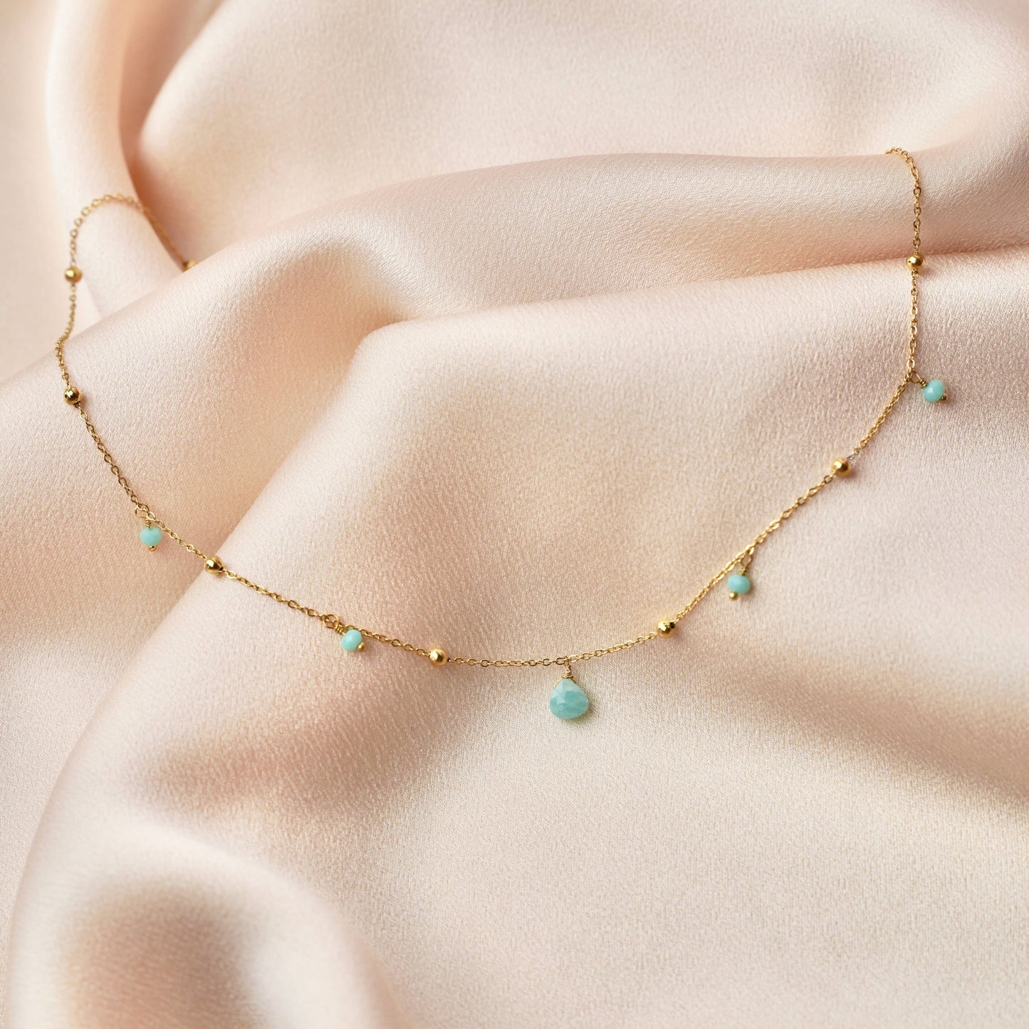 Amazonite stone stainless steel necklace