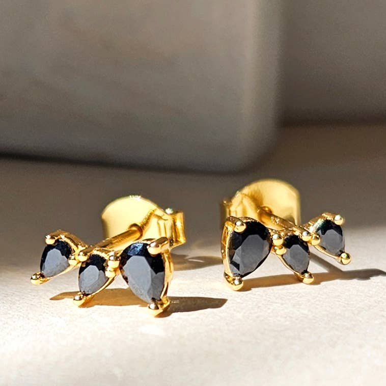 ONYX PEAR CUT EARRINGS